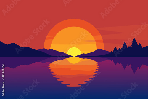 sunset reflecting on lake