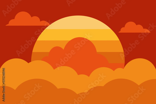 sunset with orange clouds
