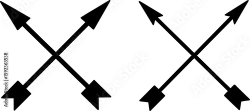 Arrow vector art, archery arrow art, crossed arrow vector art design, Vector of modern archery arrow art, two crossed arrows isolated
