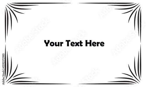 Black frame with decorative corner elements and text area on white background