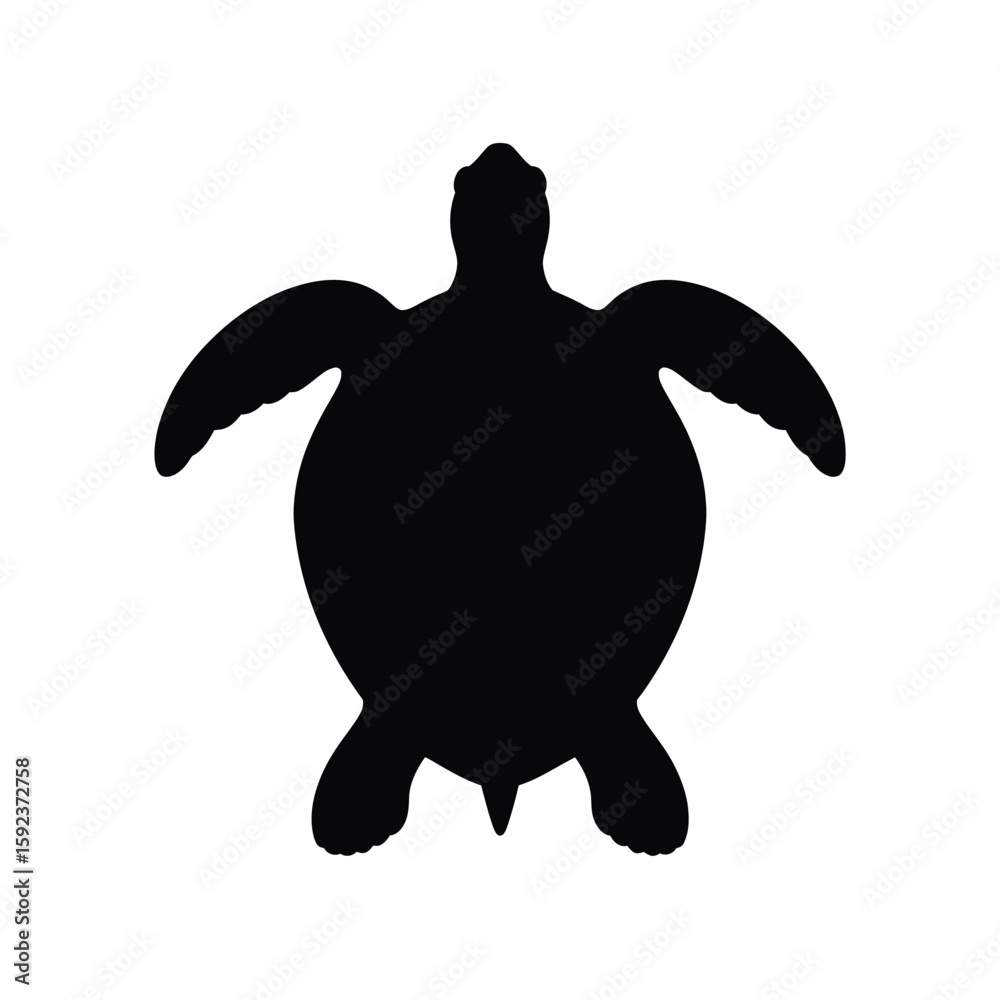 Fototapeta premium Black silhouette of a sea turtle on a white background