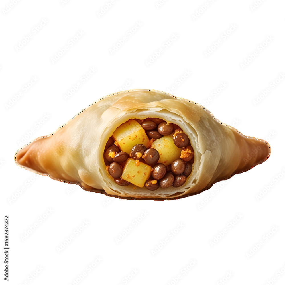 Naklejka premium Savory lentil and potato pastry samosa.