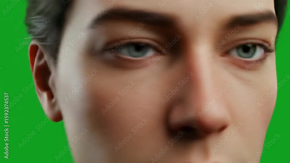 Man Face on Green Screen Close Up for Visual Effects Man Face on Green Screen Close Up for Visual Effects
