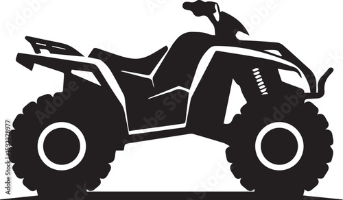 Print Black silhouette of a powerful all terrain vehicle quad bike