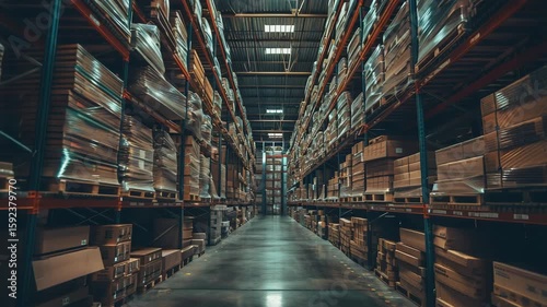 The aisle of a overfilled warehouse that goes on forever, Generative AI Videos.