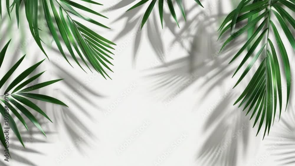 A shadow of tropical leaves on white background mockup with shadow of palm leaves on white background, Generative AI Videos.
A shadow of tropical leaves on white background mockup with shadow of palm leaves on white background, Generative AI Videos.