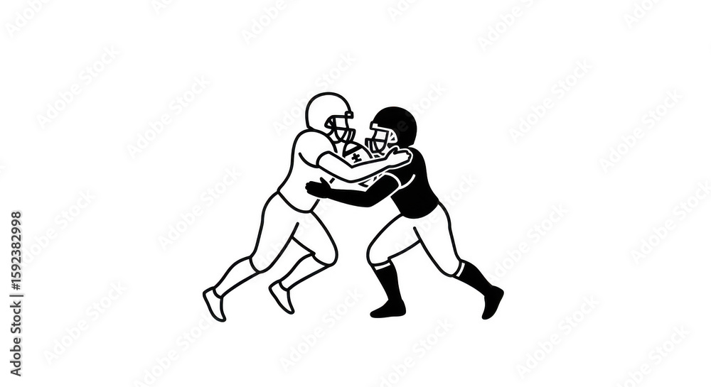 Fototapeta premium American Football Players Clash PNG Illustration
