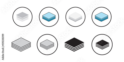 Layers icons collection. Icon of multiple layers in a composition. Isolated vector illustration on a white background.