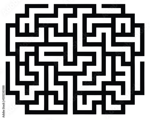 A black and white brain maze isolated on white background Ai Generated
