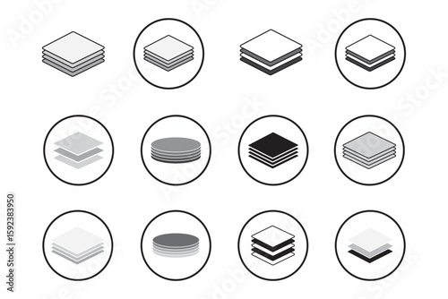 Layers icon. Layer line and flat icon set. Layer sign. Layout icon.