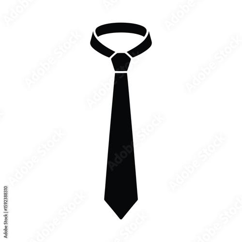 Simple black silhouette of a necktie