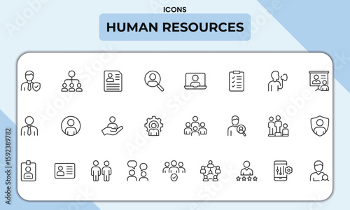 Human Resources Line Icons Pack – Outline Icons for Recruitment, Employee Management, HR Processes & Team Development