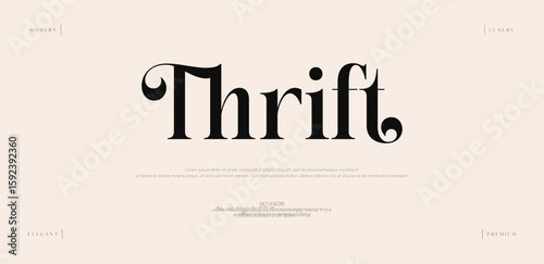 Thrift Minimal luxury font alphabet logo. typography beauty fashion elegant minimalist serif italic fonts decorative wedding vintage retro logos. Vector illustration