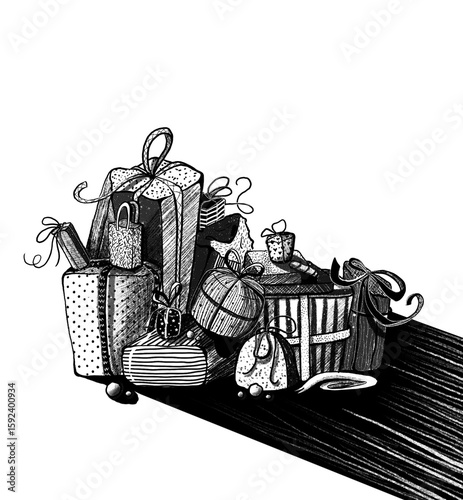 Black and white presents 