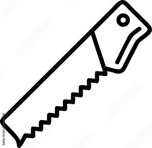 hand saw outline vector icon on white or transparent background. plumbing tools. Editable and Printable sticker.
