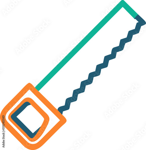 hand saw vector icon on white or transparent background. plumbing tools. Editable and Printable sticker.