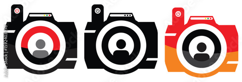 Creative Camera Icon Set with User Profile Elements.