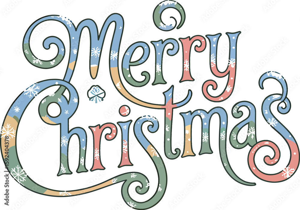 Obraz premium Elegant merry christmas typography and lettering design with festive holiday elements