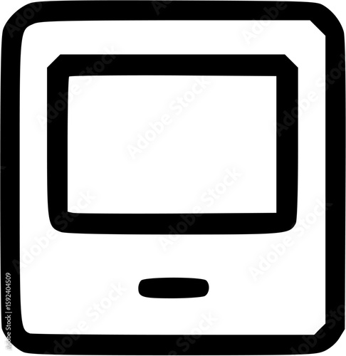 Simple hand-drawn illustration of a vintage-style computer or handheld device.