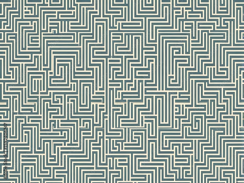 Abstract vector illustration of a seamless geometric labyrinth maze pattern design