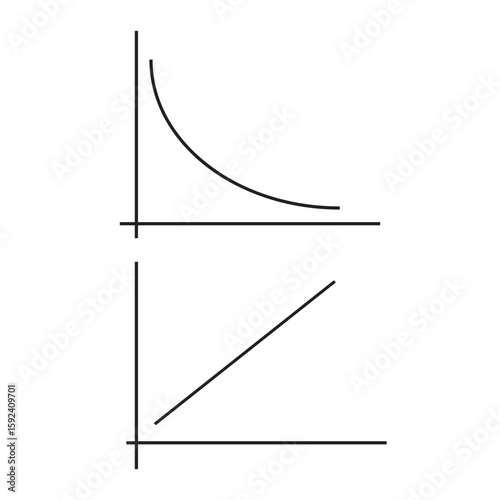 sketch of liner regression algorithm, sketch of arrow, linear regression icon, curve graph