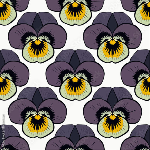 stylized violet repeat pattern in lavender and charcoal seamless flat vector floral design
