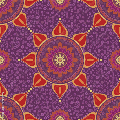 retro floral medallion pattern in olive and cream subtle flat vector seamless design