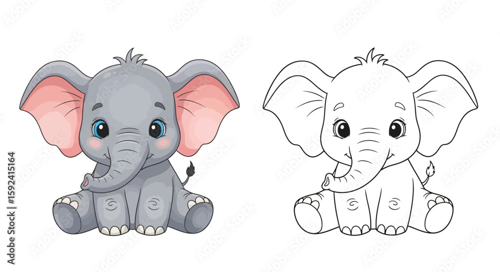 Obraz premium Adorable Baby Deer Character with Big Expressive Eyes: Two Styles