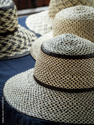 Traditional Panamanian pintao hats made of handwoven natural fibers