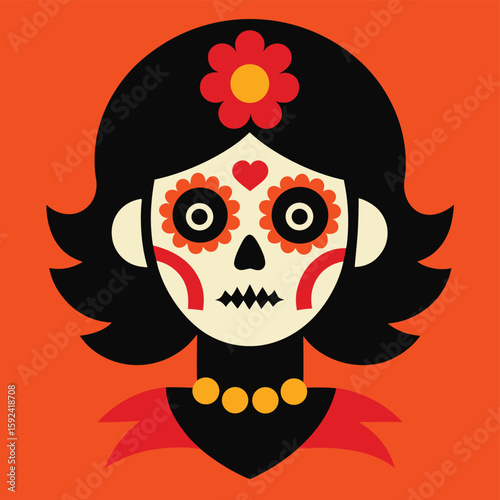 Day of the Dead Sugar Skull Woman Portrait