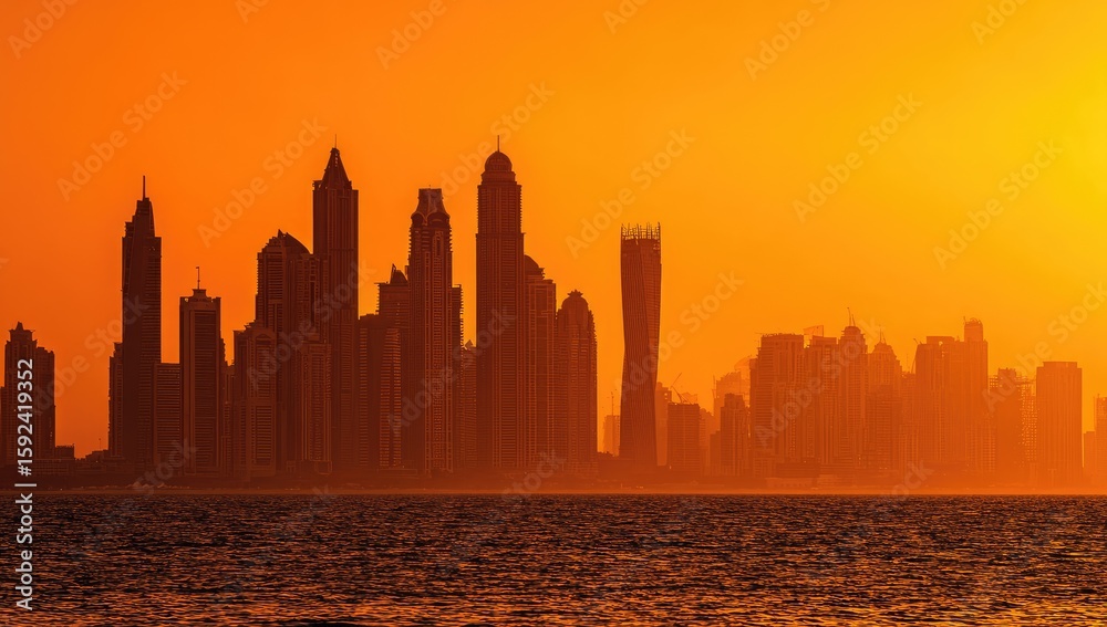 Fototapeta premium Sunrise cityscape silhouette