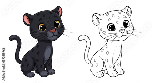 Cartoon Tiger Cub with a Round Face and Swishing Tail: Cute Art
