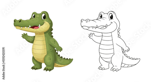 Smiling cartoon crocodile waving one arm and standing on two legs side-by-side image (2).jpg