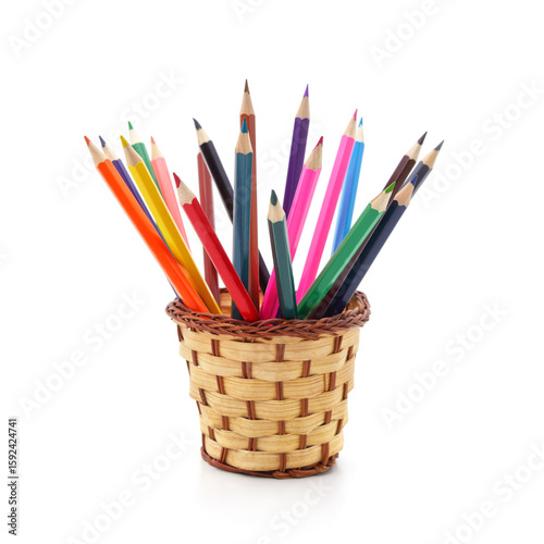 Group colorful pencils.