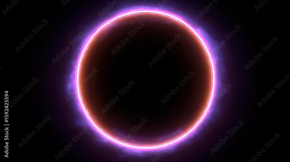 Obraz premium Glowing Neon Circle on Black Background