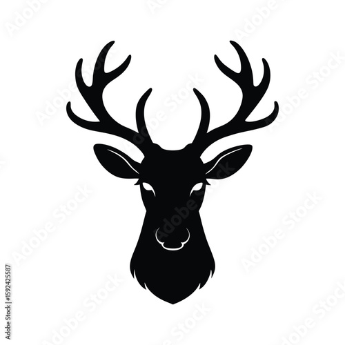 Silhouette vector of a caribou head with large antlers for tundra wildlife vector artwork Vector illustration