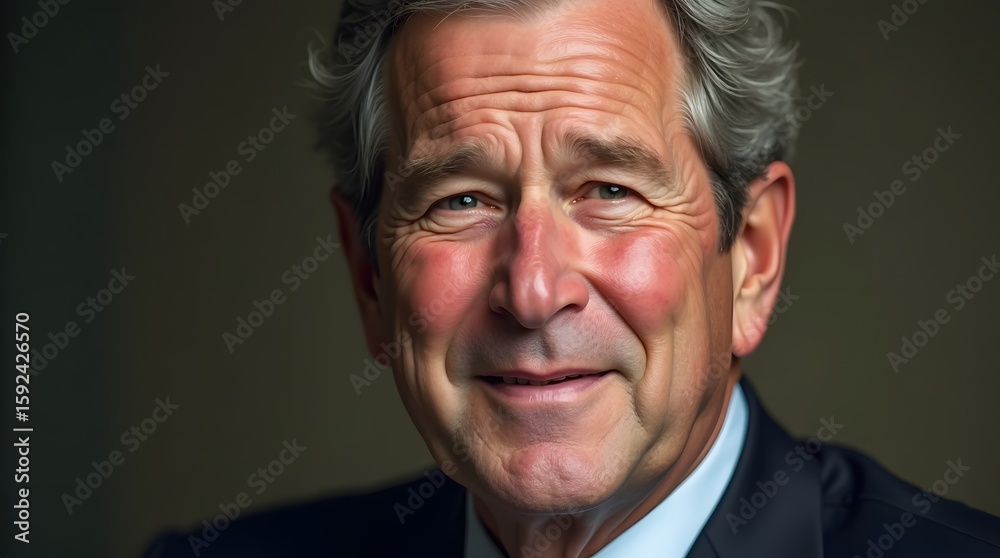 Obraz premium Portrait of a confident and friendly senior man in a suit. His warm smile and experienced look suggest wisdom, leadership, and success in business or politics.