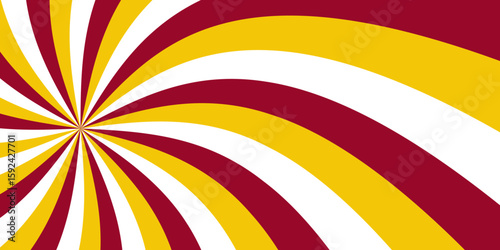 Abstract vibrant optical illusion pattern and radial orange with white stripes. Spiral background with rays,cartoon backdrop. sweet candy pop. line swist .