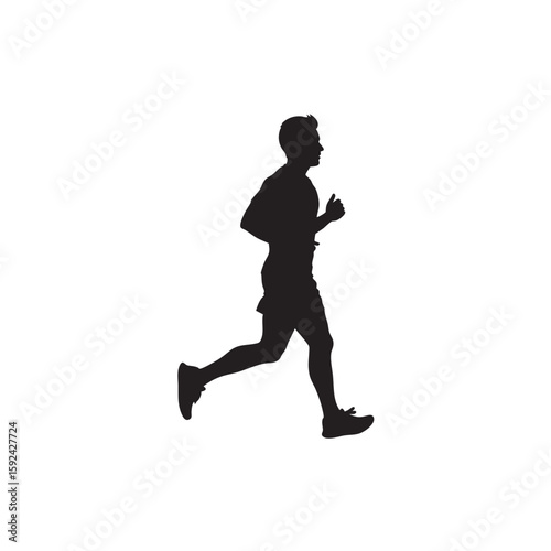 Silhouette of a man running outdoors in a sports competition or training