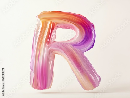 Colorful, flowing brush strokes forming the letter R
