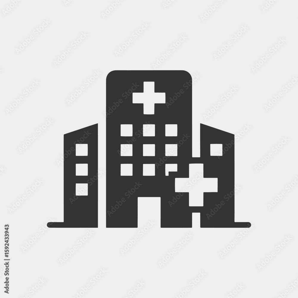 Fototapeta premium Hospital building logos in black and white, healthcare facility icons
