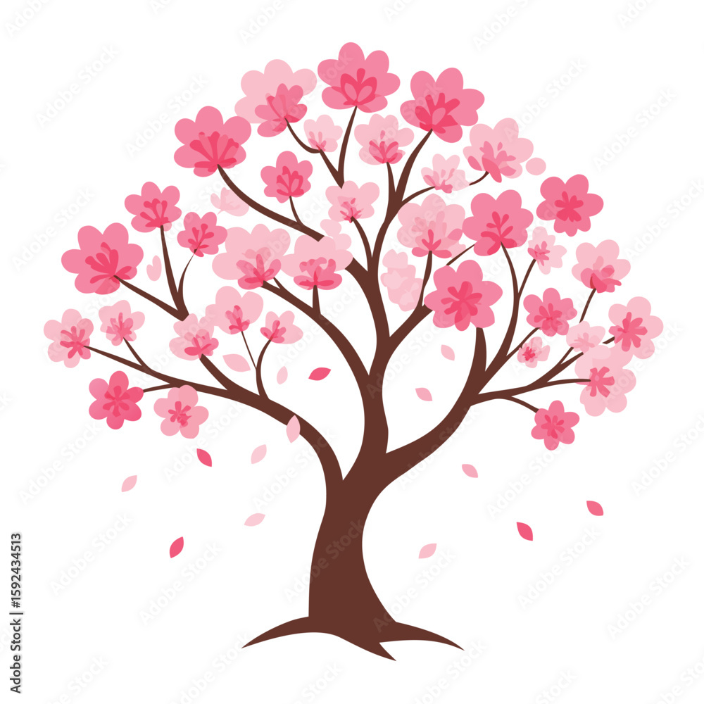 Minimalist cherry blossom tree in full bloom, with delicate pink flowers, a serene design. Minimalist cherry blossom tree in full bloom, with delicate pink flowers, a serene design.