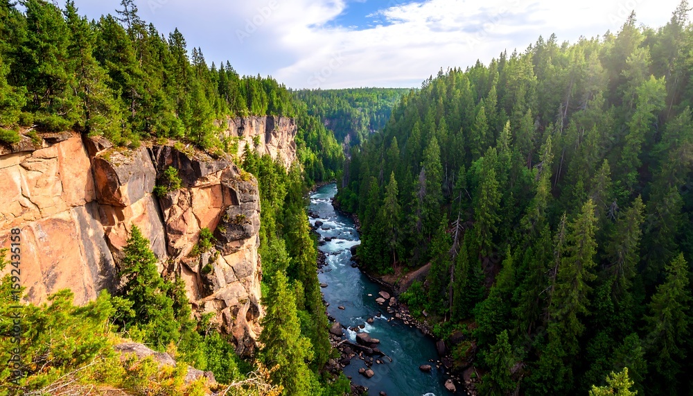Fototapeta premium Scenic river gorge with lush forest