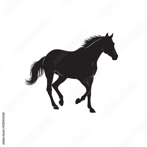 Black silhouette of a horse in motion showing its powerful muscles