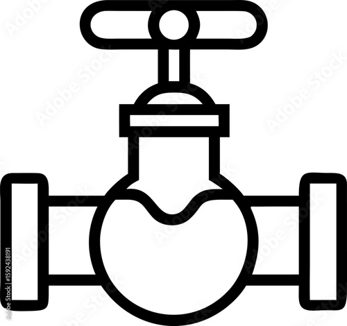gate valve outline vector icon on white or transparent background. plumbing tools. Editable and Printable sticker.