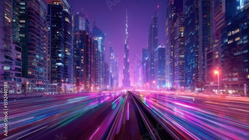  Neon Cityscape: Futuristic Dubai at Night