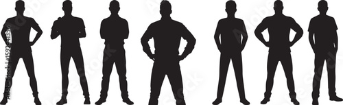Athletic Male Silhouette in Confident Standing Pose – Abstract Body Shape, Shadow Play Illustration, Contour Body, Strong Posture Concept Design isolated on white background