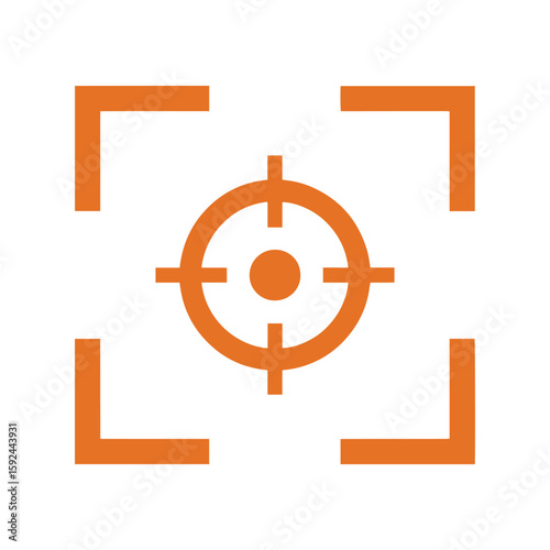 Camera Focus Point Icon – Target Sight and Image Centering Vector Logo in Orange