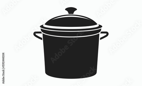 Cooking pot silhouette, kitchenware vector icon, cookware black illustration, vector pot icon silhouette illustration