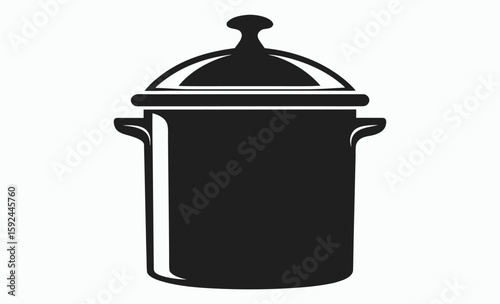 Cooking pot silhouette, kitchenware vector icon, cookware black illustration, vector pot icon silhouette illustration